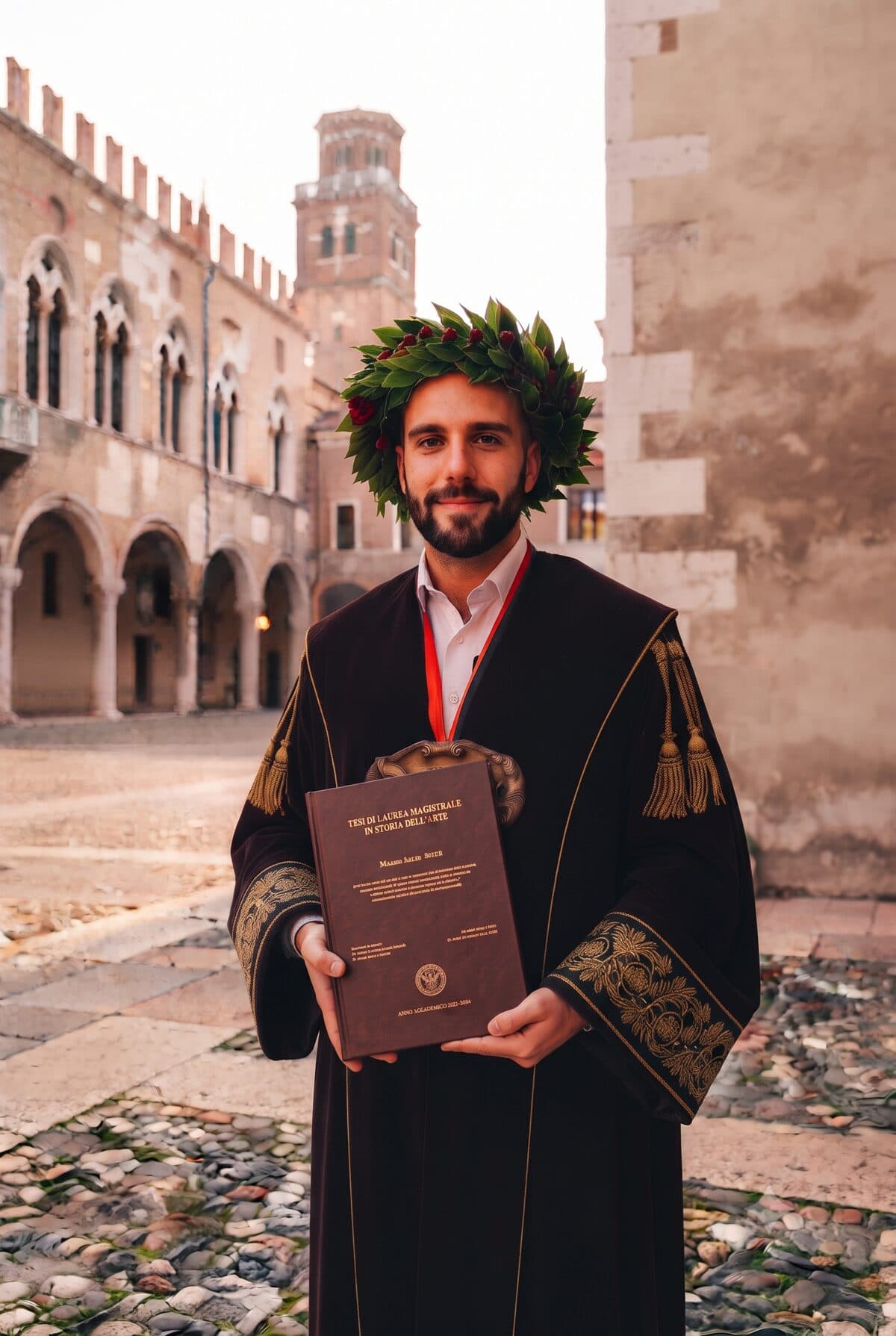Mezuniyet cübbesiyle diploma tutan gururlu bir mezun